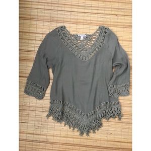 🍂 V-Neck Pullover Blouse // Crochet Fringe